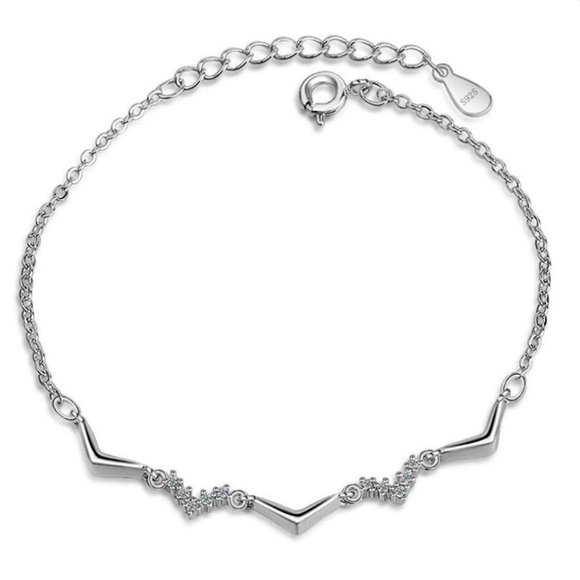 NEW 925 Sterling Silver Diamond Wave Bracelet - Picture 6 of 6